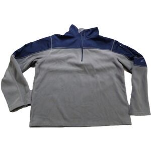 Starter Men 1/4 Zip Fleece Pullover Gray Flannel Navy Blue Jacket L Casual Warm